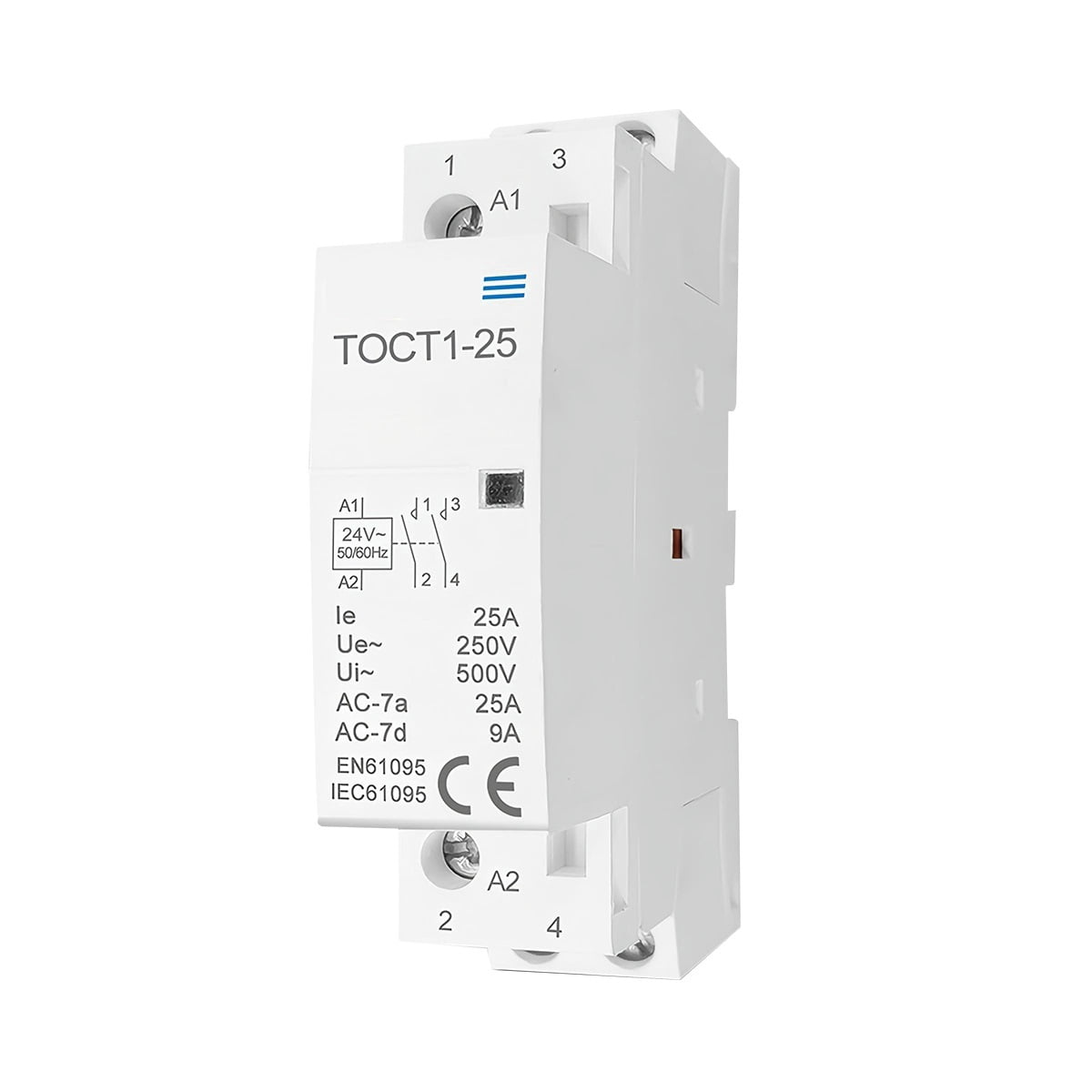 2P 25A 24VAC 50/60Hz Din Rail Household AC Modular Contactor 2NO or 1NO 1NC