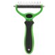thumbnail image 1 of Pet Undercoat Rake Double Sided Knots Removal Grooming Massage Dog Deshedding Brush for Puppy Cat L Green Black, 1 of 1
