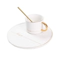 thumbnail image 2 of TJ Gobal Porcelain Coffee Mug, Tea Cup with Saucer and Golden Spoon with Gold Scripted Love and Trim for Espresso, Hot Chocolate, Cappuccino, and Latte, 8 Oz. White, 2 of 7