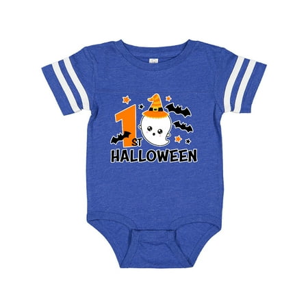 

Inktastic 1st Halloween with Ghost and Bats Gift Baby Boy or Baby Girl Bodysuit
