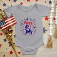 thumbnail image 2 of WUANDIXFA American Flag Baby Boy Outfit Newborn 4th of July Outfit Baby Boy Girl Romper USA Stars Bodysuit Fourth of July Cute Summer Clothes 3-6 Months,Grey, 2 of 7