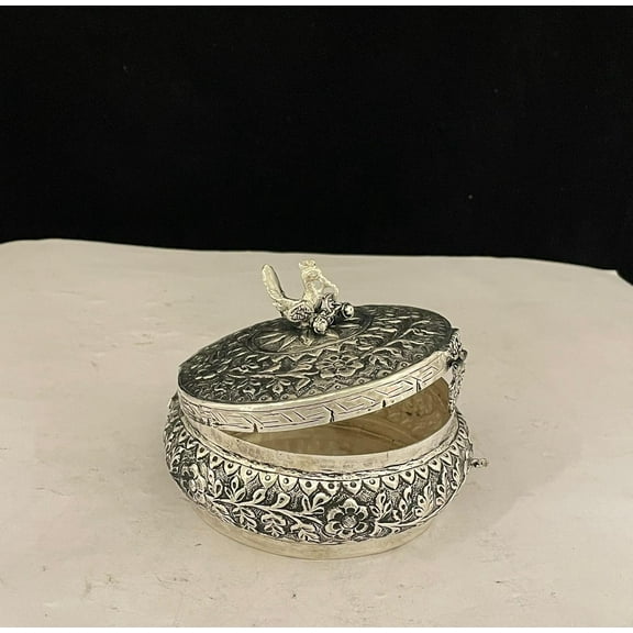 German silver fully carved gift box/ jewlery box