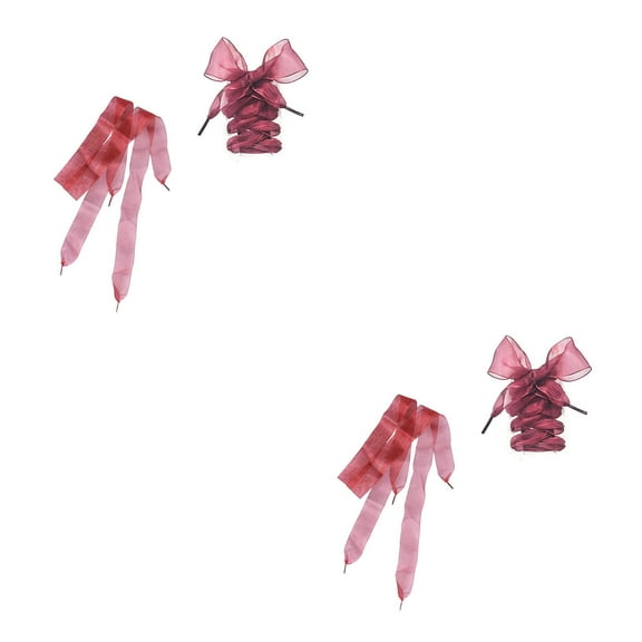 2 Pairs Ribbon Shoe Laces Women Burlap Wine Red Shoelaces Child