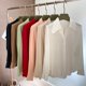 thumbnail image 2 of Camisas elegantes de color puro de manga larga para mujer, nuevo diseño de primavera y otoño de 2022, blusas y camisas de seda real de alta calidad 90%, 2 of 5