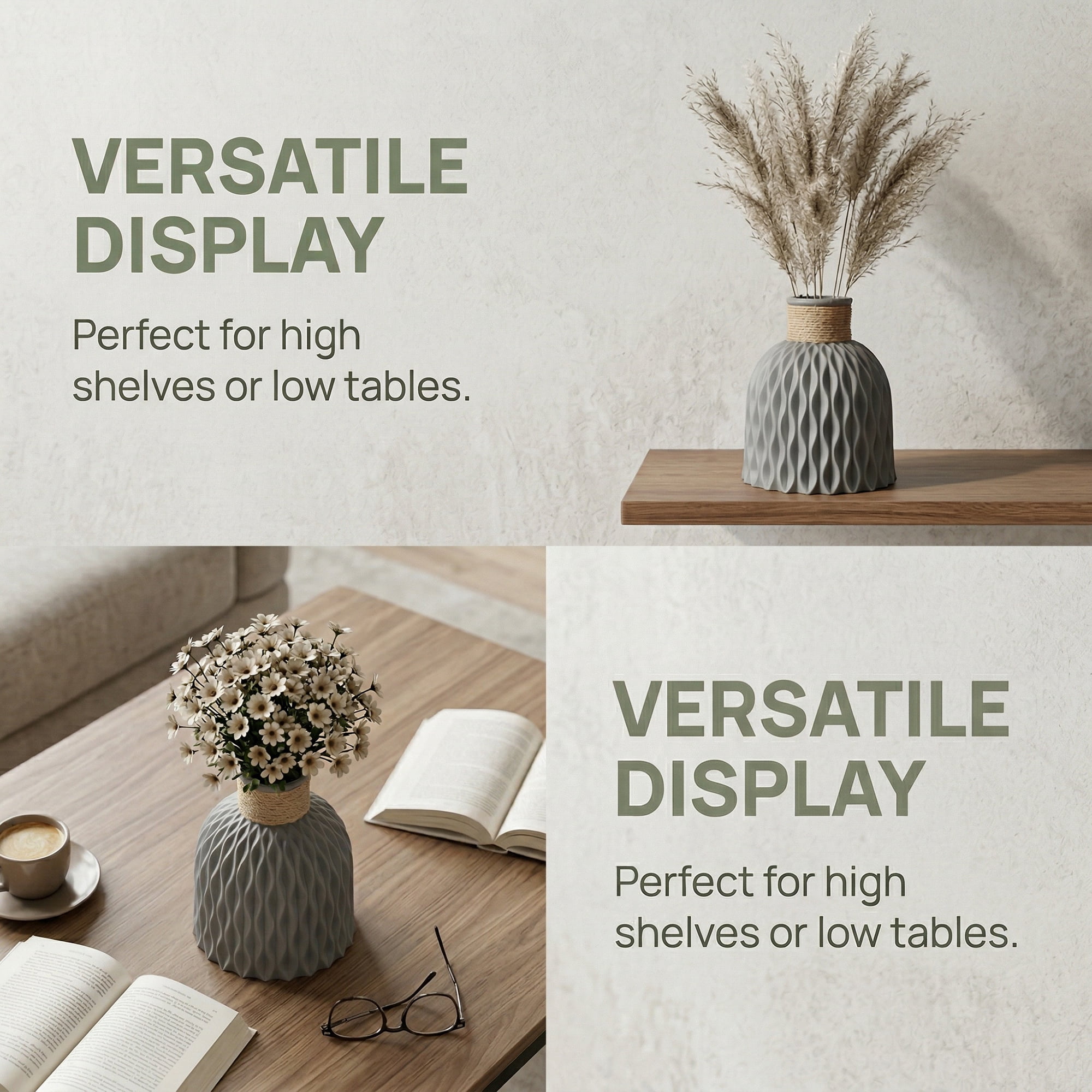 Unique Bargains Geometric Plastic Tall Decorative Bud Vase Grey 4.7" x 4.7" x 5.7"
