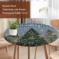 thumbnail image 6 of Blue Christmas Tree Fitted Tablecloth with Elastic Edged, Round Table Cloth for Dining Table, Green Xmas Tree Snowflake Waterproof Oil Proof Table Cover for Indoor Outdoor 36"-44", 6 of 9