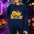 thumbnail image 2 of DHFJKG Pumpkin Sweatshirts Women Happy Halloween Printed Long Sleeve Crewneck Casual Loose Pullover Tops, 2 of 4