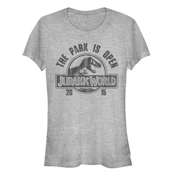 Junior's Jurassic World Park Open Logo  Graphic Tee Athletic Heather X Large