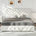 thumbnail image 5 of Eastvita Full/Queen/King Size Bed Frame with 4 Storage Drawers and Headboard, Linen Upholstered Platform Bed Frame, Diamond Stitched Button Tufted, Easy Assemble, Noise-Free, No Box Spring Needed, 5 of 7
