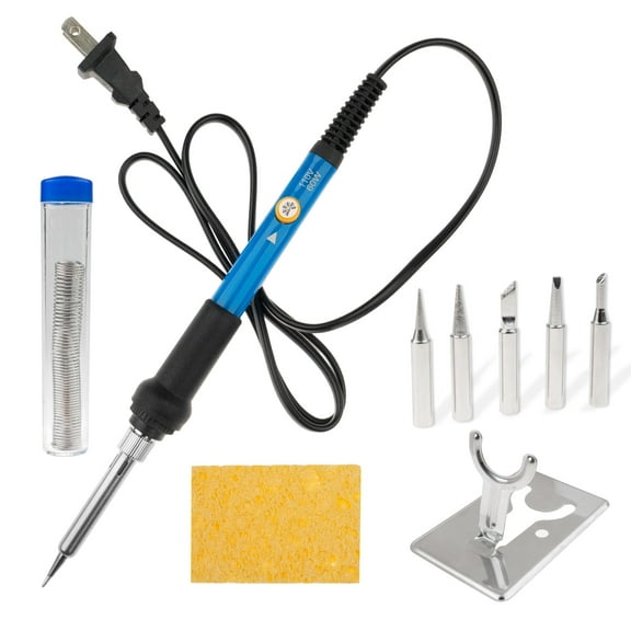 Soldering Iron Kit, 110V Solder Iron Pen with Ceramic Heater, Portable Welding Tools with 5pcs Tips, Stand, Solders Wire, Sponge, Paste, for Metal,Electric Repairs, DIY