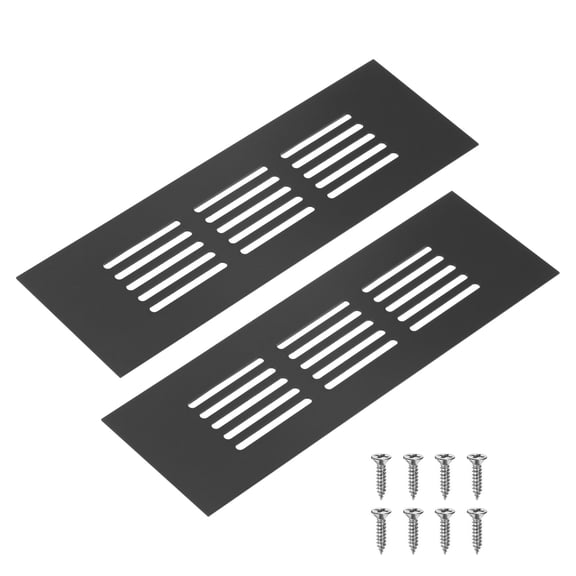 Uxcell 2-Pack Aluminum Alloy Door Air Vent Cover, 6x2"/150x50mm Ventilation Grille with Screws for Cabinet [Black]