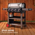 thumbnail image 2 of Coleman Cookout 4-Burner Propane Gas BBQ Grill with Side Burner & Storage Shelves 45,000 BTU, Stainless Steel, 2 of 11