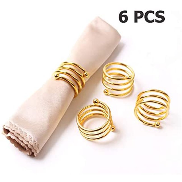 Napkin Rings, 6 Pieces of Metal Napkin Ring for Wedding Dinner Birthday Table Decor (Rose Gold)