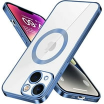 iPhone 14 Plus Clear Magnetic Case Compatible with Magsafe, [Yellow Resistant] Soft Tpu Cover Soft Silicone, Slim Thin fit Shockproof Protective Phone Case for iPhone 14 Plus 6.7 inch , Blue