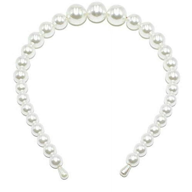 Aeyistry 1 pieza diademas de perlas elegantes blancas perlas de imitación diademas aros para el cabello accesorios para el cabello para mujeres y niñas