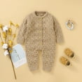 thumbnail image 2 of YUGYXL Infant Newborn Baby Girl Onesies Little Girl Long Sleeve Ribbed Knit Romper Clothes Toddler Button Down Solid Color Jumpsuits Sale Khaki,80, 2 of 10