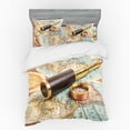 thumbnail image 2 of Ambesonne Compass Bedding Set 3 Pcs, Telescope on Antique Map, Twin XL, Multicolor, 2 of 3