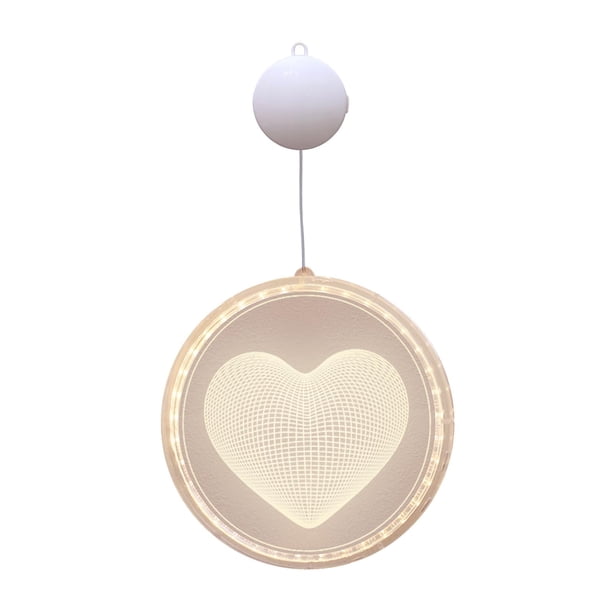 Lámpara LED 3D con ventosa para San Valentín, funciona con pilas, para colgar en la pared. Corazón 24cm