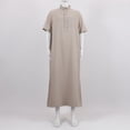 thumbnail image 5 of Ceisia Men's Middle Eastern Arabic Qatari Thawb Robe Standing Collar Short Sleeve Chest Pocket Metal Button Traditional Costume Gifts for Father, 5 of 7
