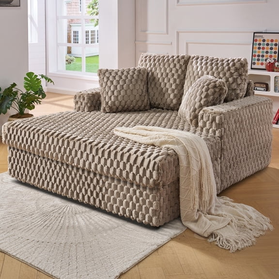 VanAcc Upholstered Sofa Bed, Brown