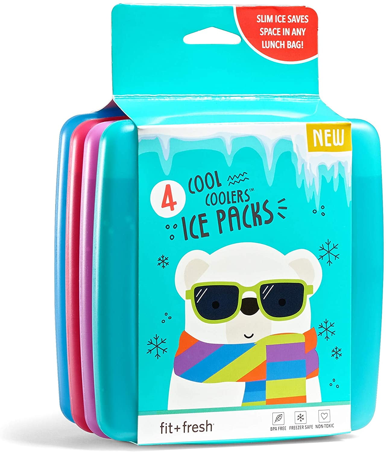 Fit & Fresh Cool Coolers Slim Reusable Ice Packs for Lunch Boxes, Lunch