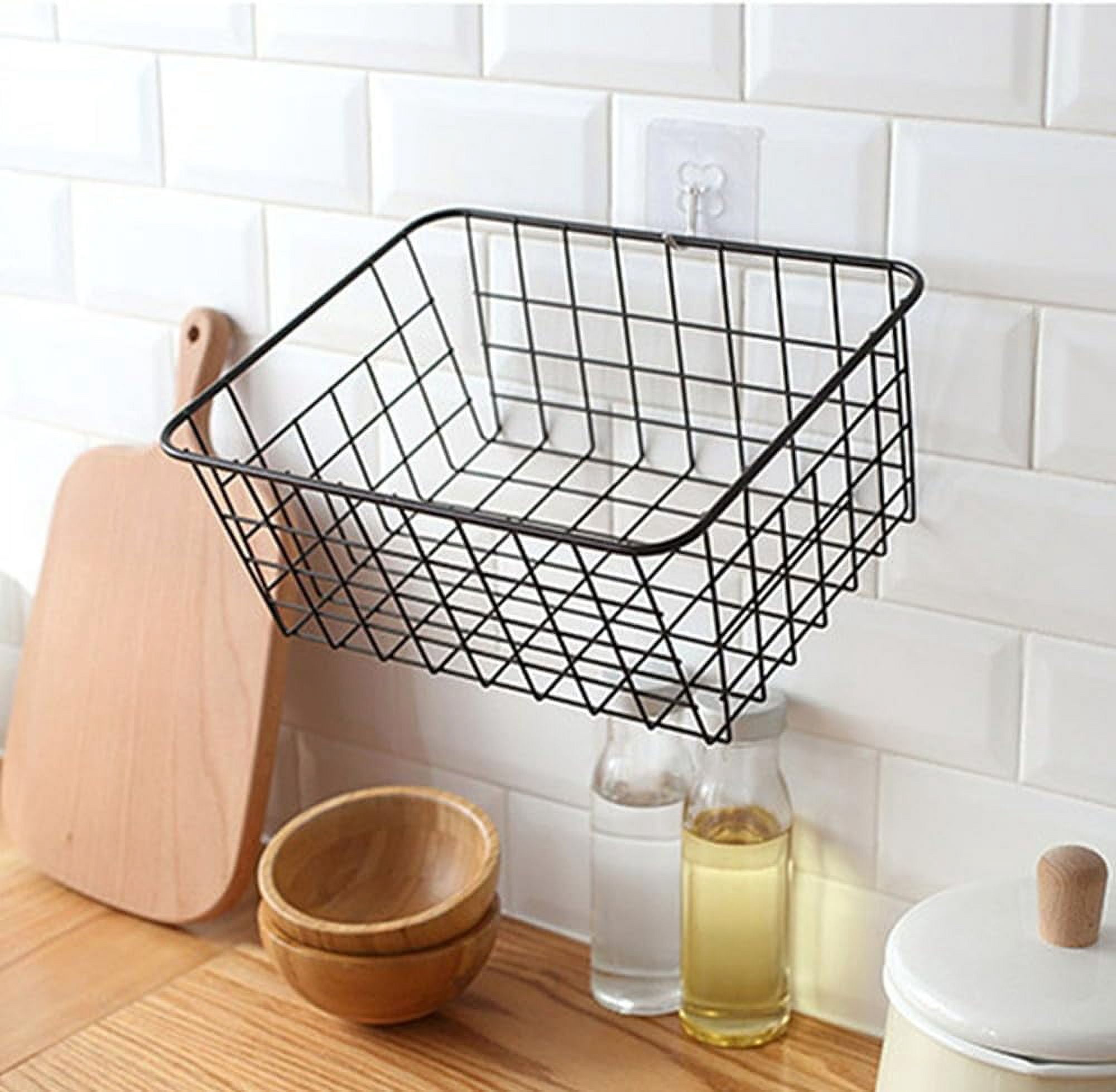 Wire Storage Baskets, Wire Baskets for Organizing,Premium Metal Storage Organizer Basket, Large Wire Basket for Home Office Kitchen, Black (14.2x11.3x6.3inch)