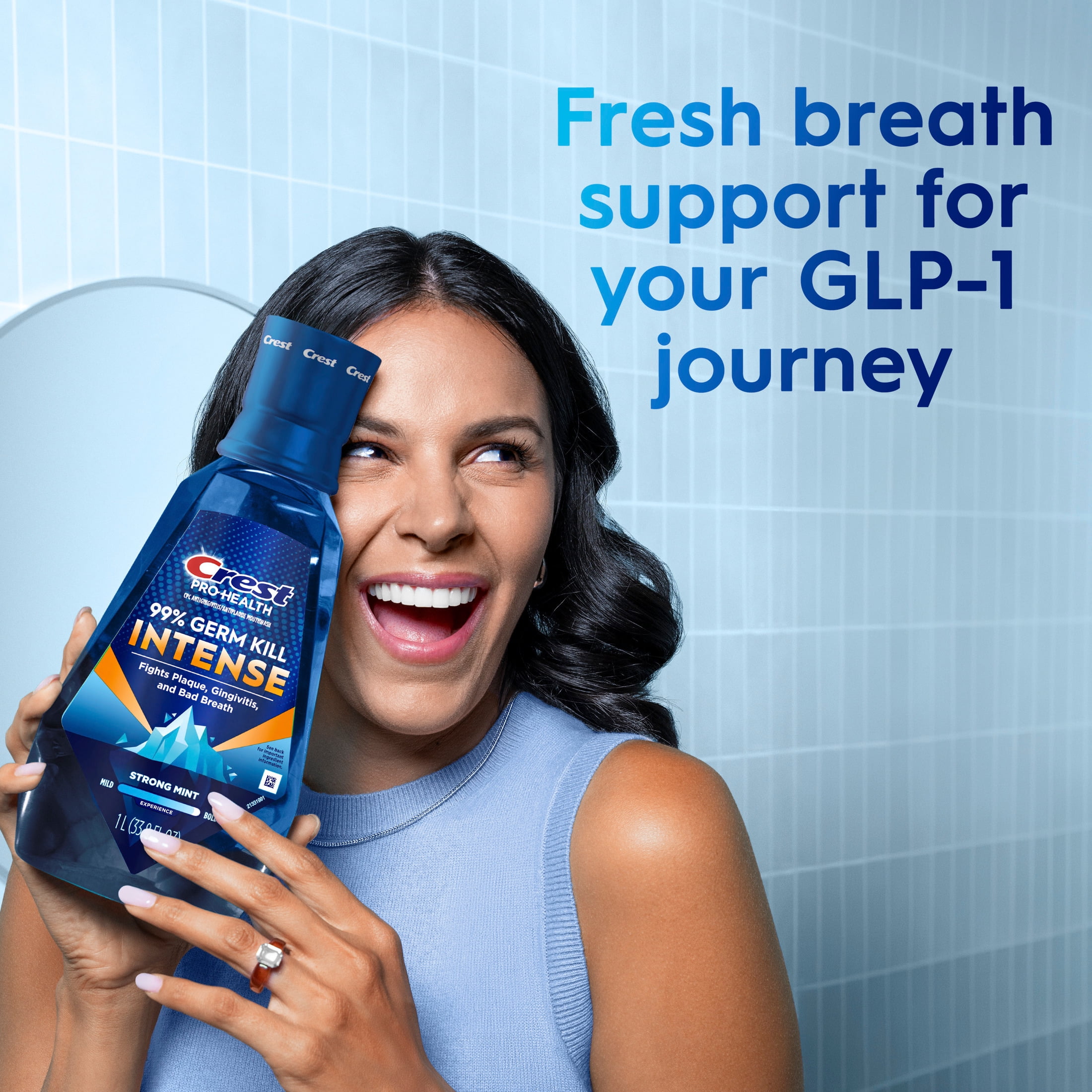 Crest Mouthwash Intense Clean Mint 1L Kills 99% Germs Fresh Breath