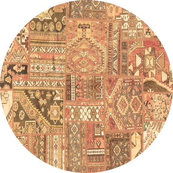 Ahgly Company Indoor Round Patchwork Brown Transitional Area Rugs, 5' Round