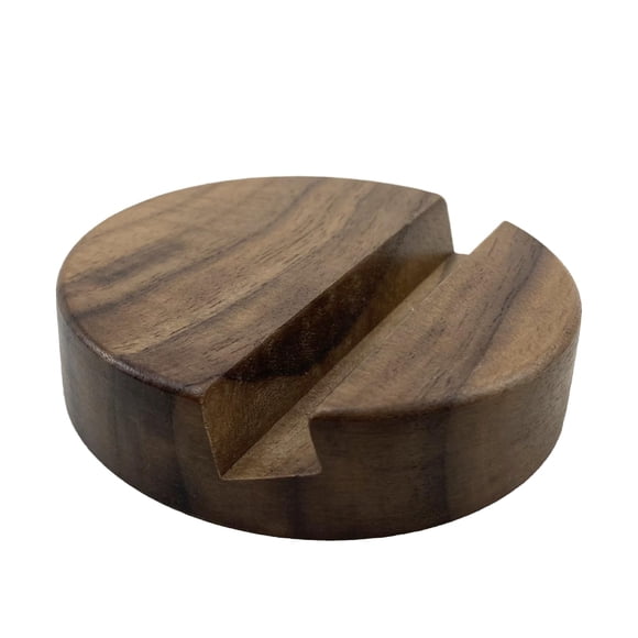 Soporte para teléfono LUCENTIS de madera de nogal negro con forma redonda de 2 x 8 x 8 cm