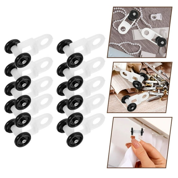 HEMOTON 20pcs Ceiling Curtain Track Pulleys Curtain Track Rollers Drapery Rail Sliding Glider for