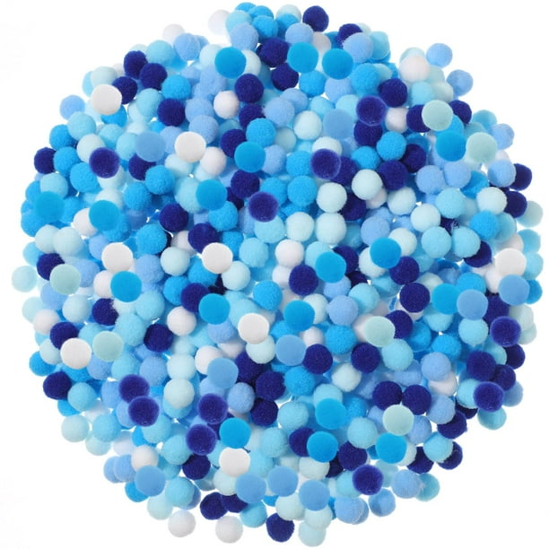 Pompones decorativos Tegeme, 2000 unidades, 1 cm, serie azul