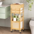 thumbnail image 1 of Organizador de maquillaje Amazer Bamboo con 3 cajones para baño, 1 of 8