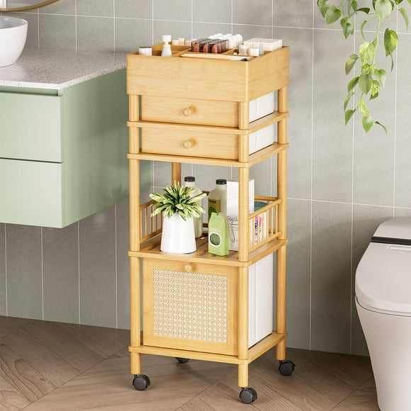 Organizador de maquillaje Amazer Bamboo con 3 cajones para baño