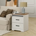 thumbnail image 2 of Set of 2 End Table with Charging Station Side Sofa Table with Drawers , Modern Nightstand with Power Outlets & USB Ports for Living Room, Bedroom Antique White, 2 of 7
