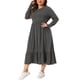 thumbnail image 4 of Vestido de Día de la Madre y Pascua para Mujeres de Talla Grande Agnes Orinda, con Mangas Largas, Diseño en Capas, Corte A y Bolsillos, 4X Gris, 4 of 5