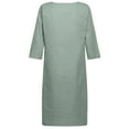 thumbnail image 4 of Summer Dresses For Women Linen Solid Color V Neck Short Sleeve Casual Mini Shirt Dress Holiday Wear,Green,XL, 4 of 8