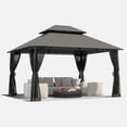 thumbnail image 4 of LazySunsets 12'x 10' Patio Gazebo Double Roof Protection All-Weather Outdoor Shelter Features Insect Screens for Backyard, Lawn, (Gray), 4 of 9