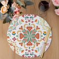 thumbnail image 3 of White Boho Round 15 Inch Placemats Set of 8, Retro Ethnic Colorful Flower Aesthetic Art HeatResistant Non Slip Place Mats for Dining Table, Wipeable Braided Kitchen Table Mats for Housewarming, 3 of 9