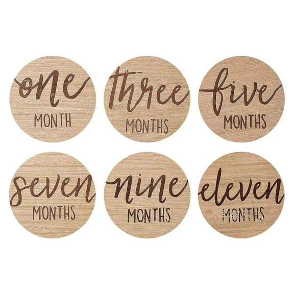 Qocolhg 6pcs Wooden Baby Monthly Milestone Cards,Pregnancy and Baby Growth Monthly Milestone Wood Discs,Milestone for Baby Boy,Months Signs Milestone for Baby Girl, Plant Pattern Double Sides