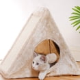 thumbnail image 4 of ifundom Folding Cat Nest Beige Pet Cat Kennel with Scratching Post 1Set, 4 of 7