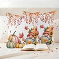 thumbnail image 3 of Red Orange Gnomes Fall Outdoor Waterproof Pillow Covers, Pumpkins Thanksgiving Eucalyptus Leaves Decorative Square Throw Pillowcase Sofa Cushion Sham for Patio/Couch/Chair, 18"x18" 2 Pack, 3 of 8