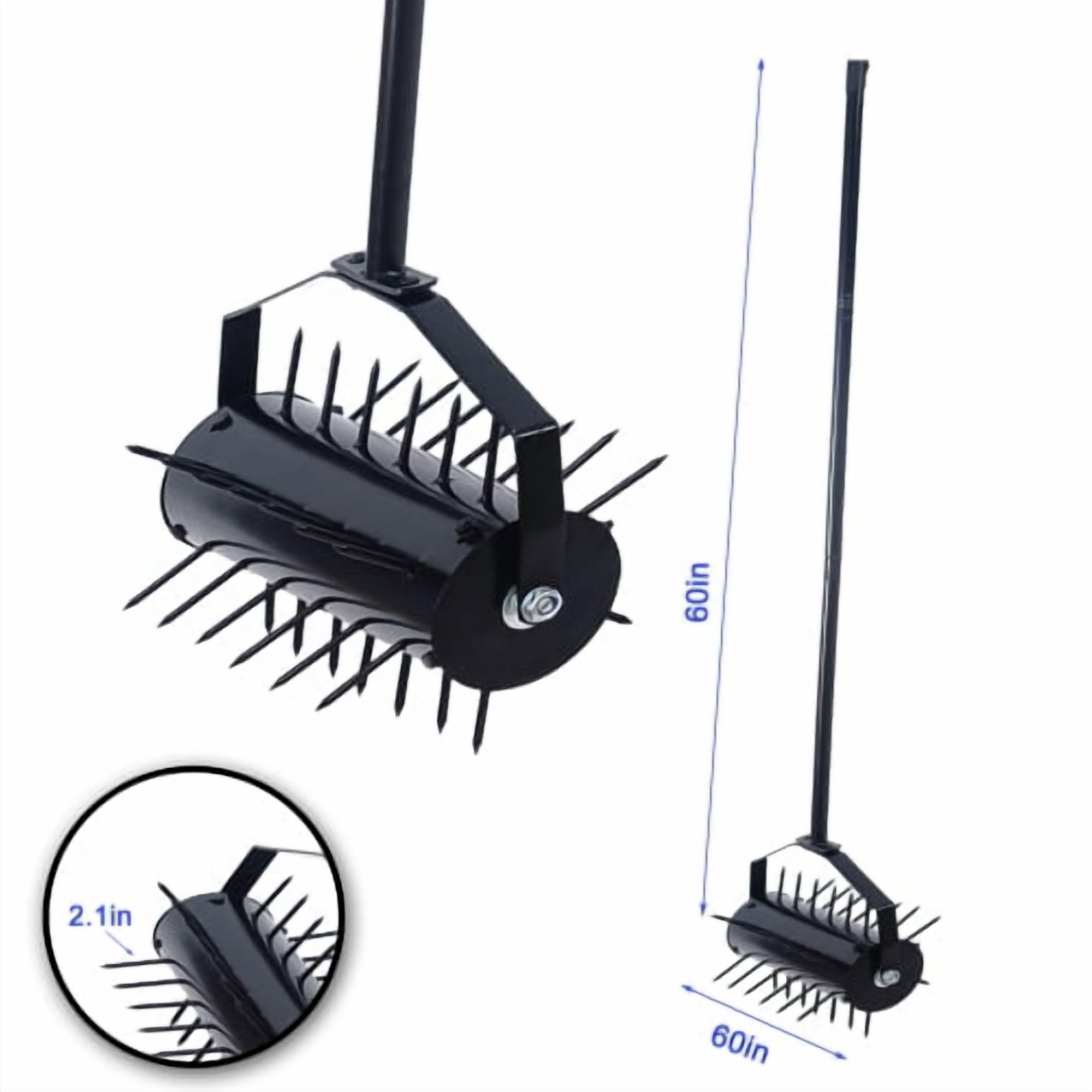 Zateety Rolling manual lawn aerator, Home aerator lawn tool pusher, 58-inch handle push lawn aerator for lawns, yards and gardens
