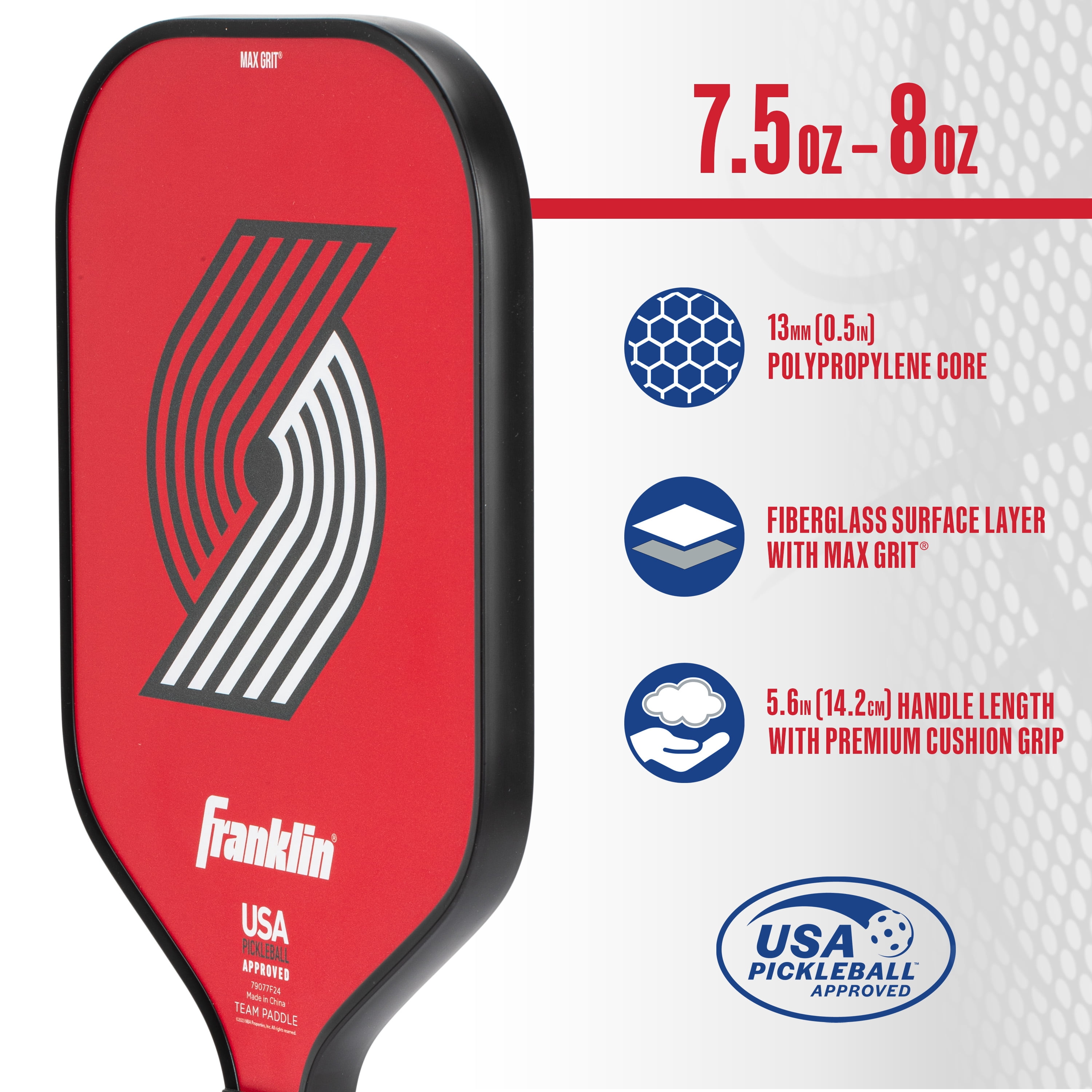 Franklin Sports NBA Portland Trail Blazers Pickleball Paddle - Official NBA Team Pickleball Paddles - USAP (USAPA) Approved Premium Quality Pickleball Paddles - Authentic Team Logos + Colors