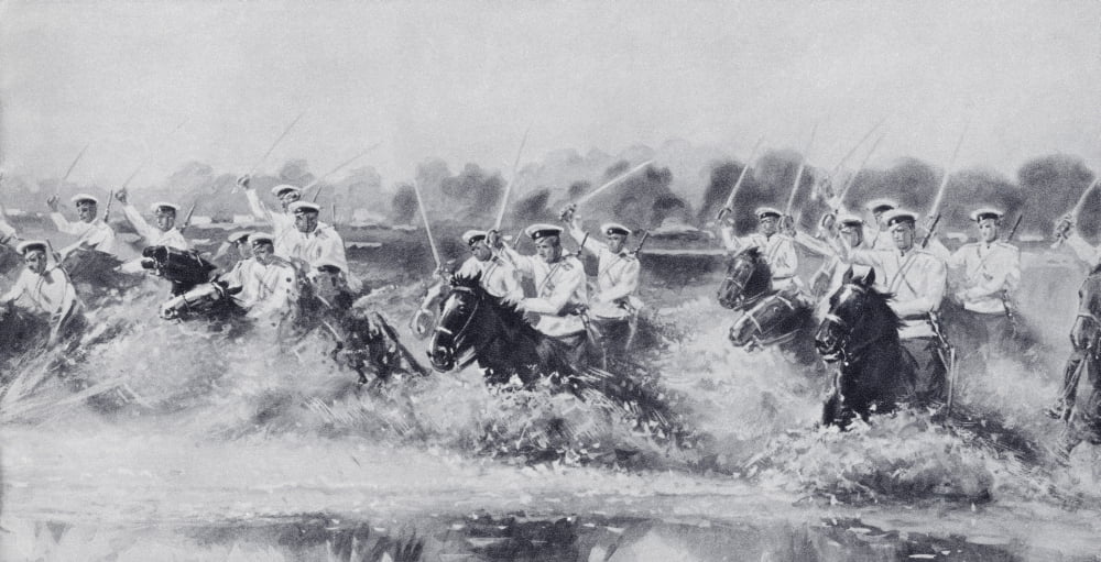 Russian Cavalry Charge Against The Germans At Gumbinnen East Prussia On The Russian Front During The First World War From The Illustrated War News Published 1914 Canvas Art - Ken Welsh Design Pics (4