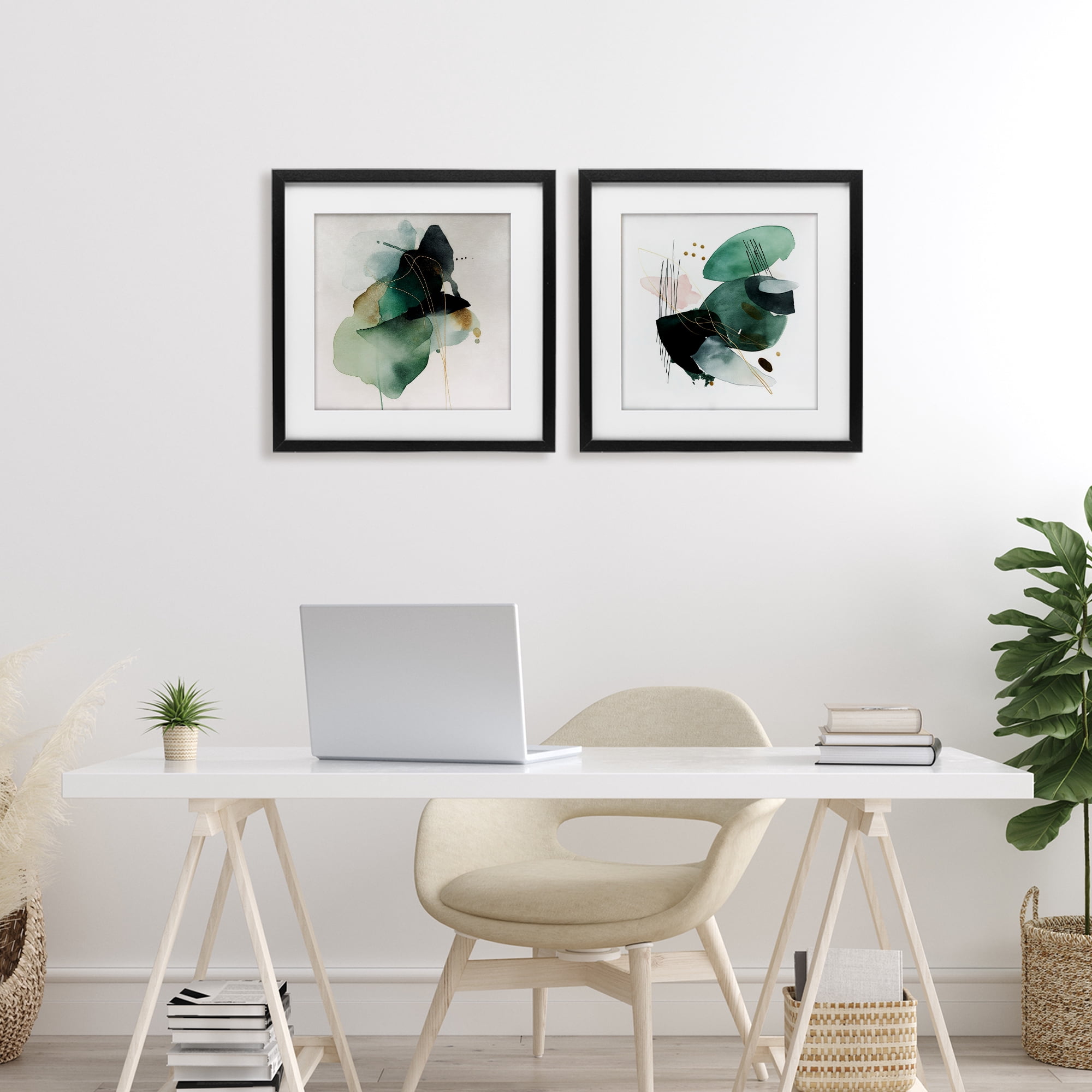 Stupell Industries Fluid Abstract Harmonies 2 Piece Black Framed Print Under Glass Set, design by Svetlana Aleynikova