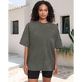 thumbnail image 2 of Camiseta oversize ADOREJOY para mujer, cuello redondo, verde militar, talla S, 2 of 8
