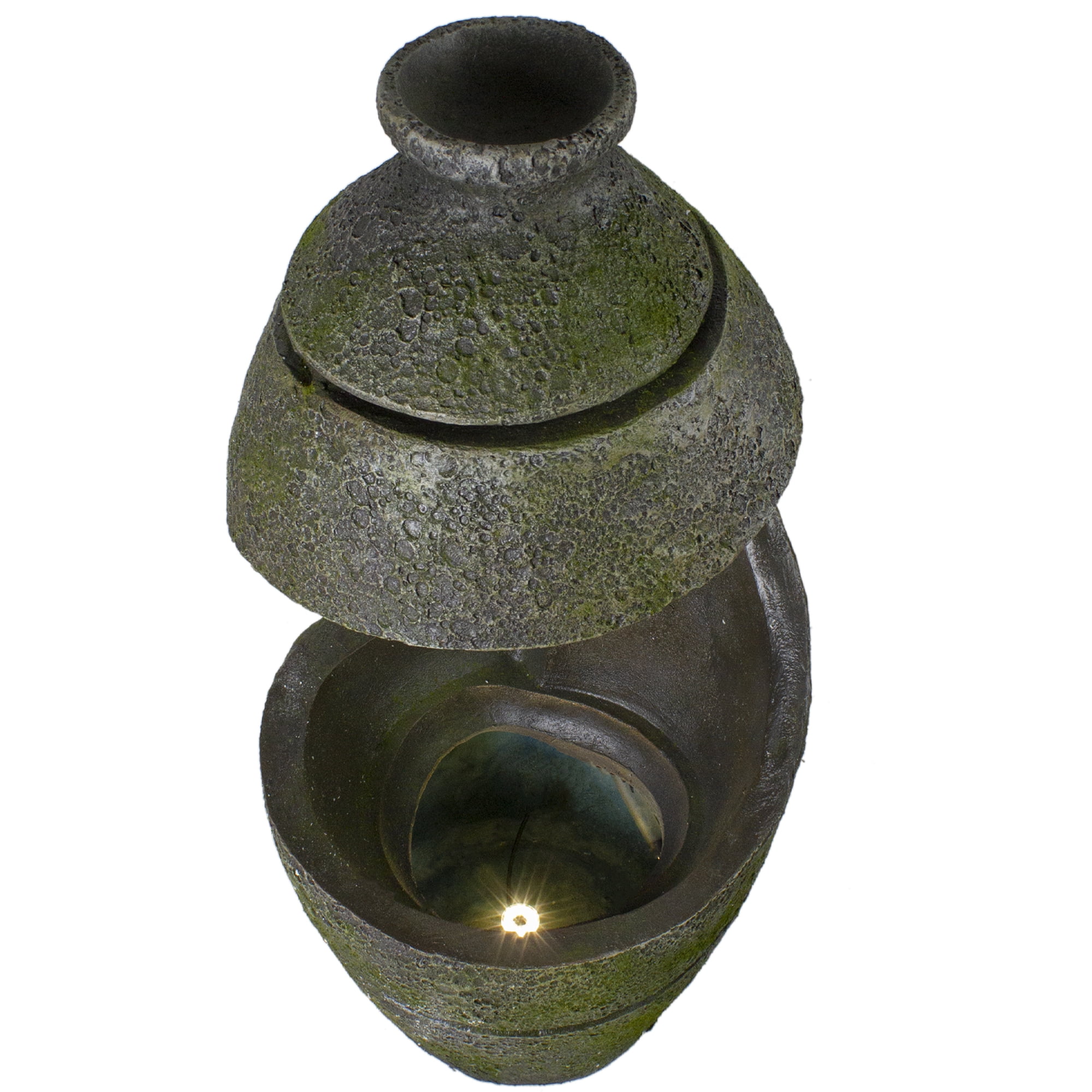 Northlight 31" Green and Gray Mossy Outdoor Garden Water Fountain