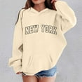 thumbnail image 4 of Girls New York Hoodies Fall Winter Long Sleeve Casual Graphic Hooded Sweatshirt with Pockets Kids Pullover Tops, 4 of 5