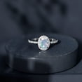 thumbnail image 4 of Rosec Jewels Oval Ethiopian Opal Ring with Diamond Halo for Women (6X8 mm, AAA Grade), 18K White Gold, US 3.00, 4 of 10