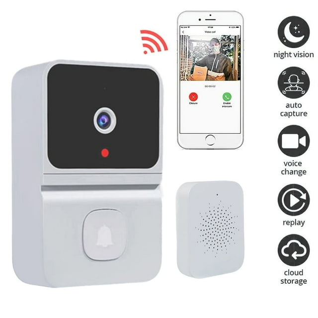 Video Doorbell Wireless Camera Battery Powered with Chime Motion Detection Two-Way Audio App Operation